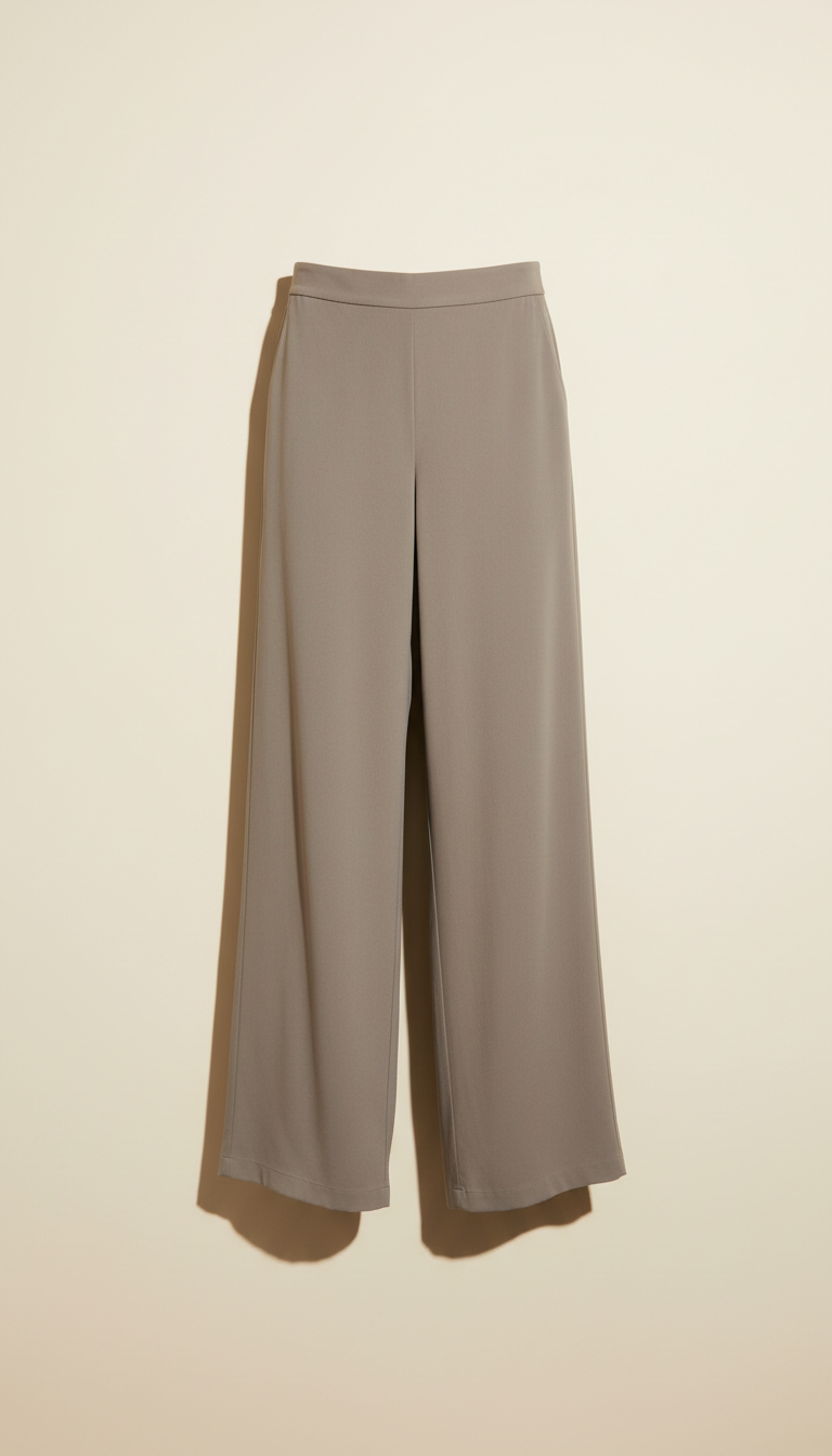 Taupe Wide-Leg Trousers with Stretch