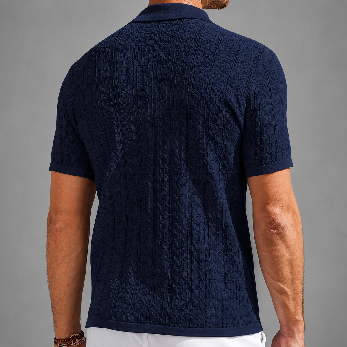 Men’s Riviera Textured Button-Up Knit Polo