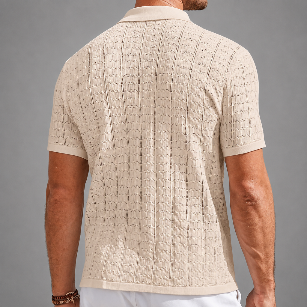 Men’s Riviera Textured Button-Up Knit Polo