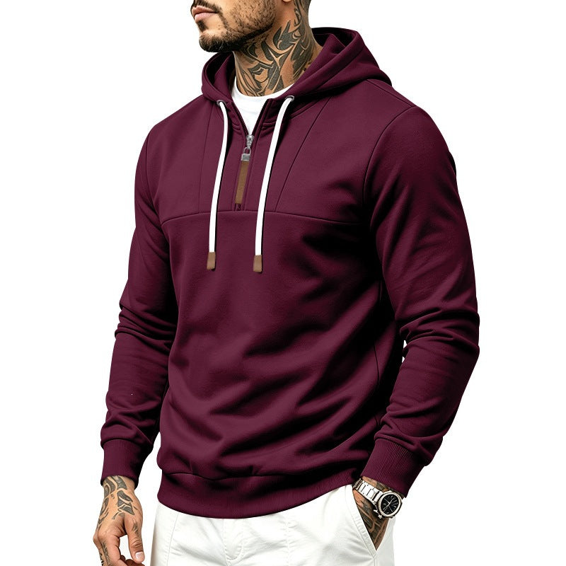 Men's half-zip hoodie in Burgundy