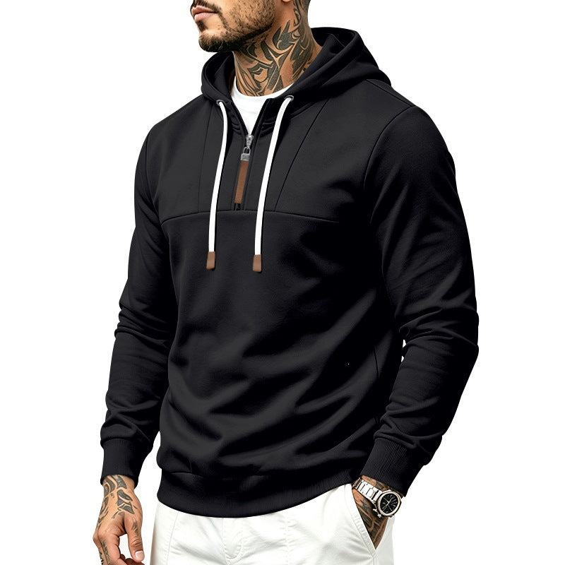 Men's half-zip hoodie in Black
