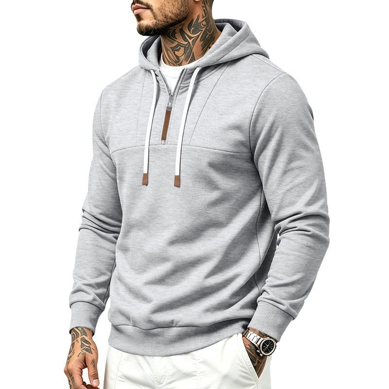 Men's half-zip hoodie in Light Gray