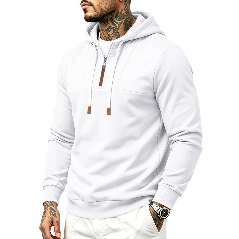 Men's half-zip hoodie in White