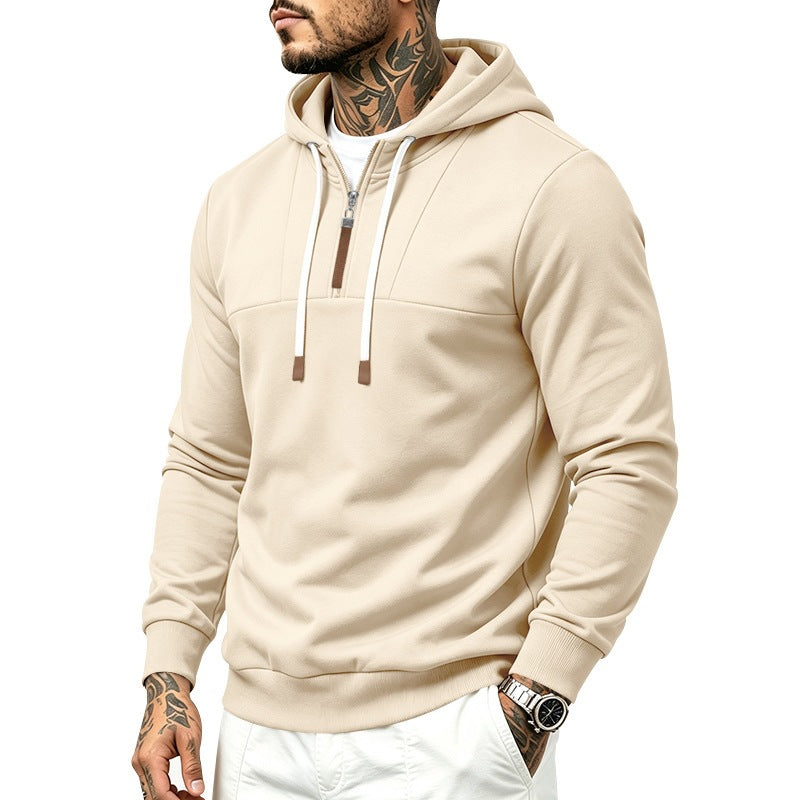 Men's half-zip hoodie in Apricot
