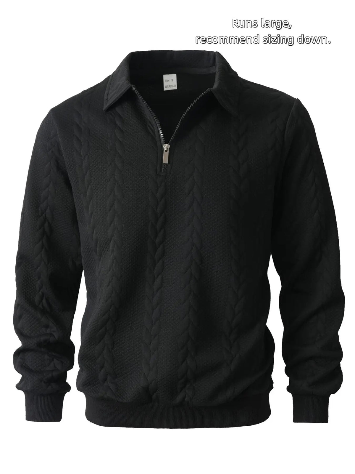Men's Premium Ribbed Knit Half Zip Polo Sweater