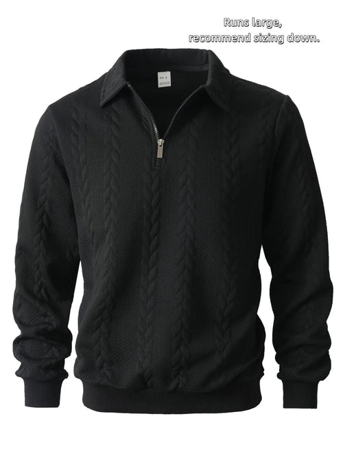 Men's Premium Ribbed Knit Half Zip Polo Sweater