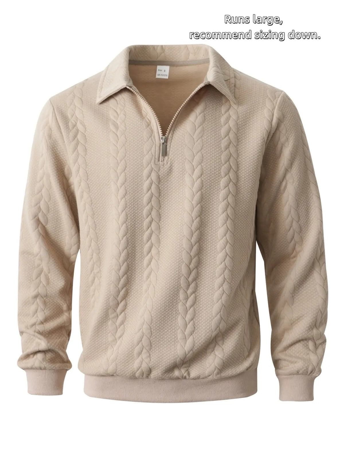 Men's Premium Ribbed Knit Half Zip Polo Sweater