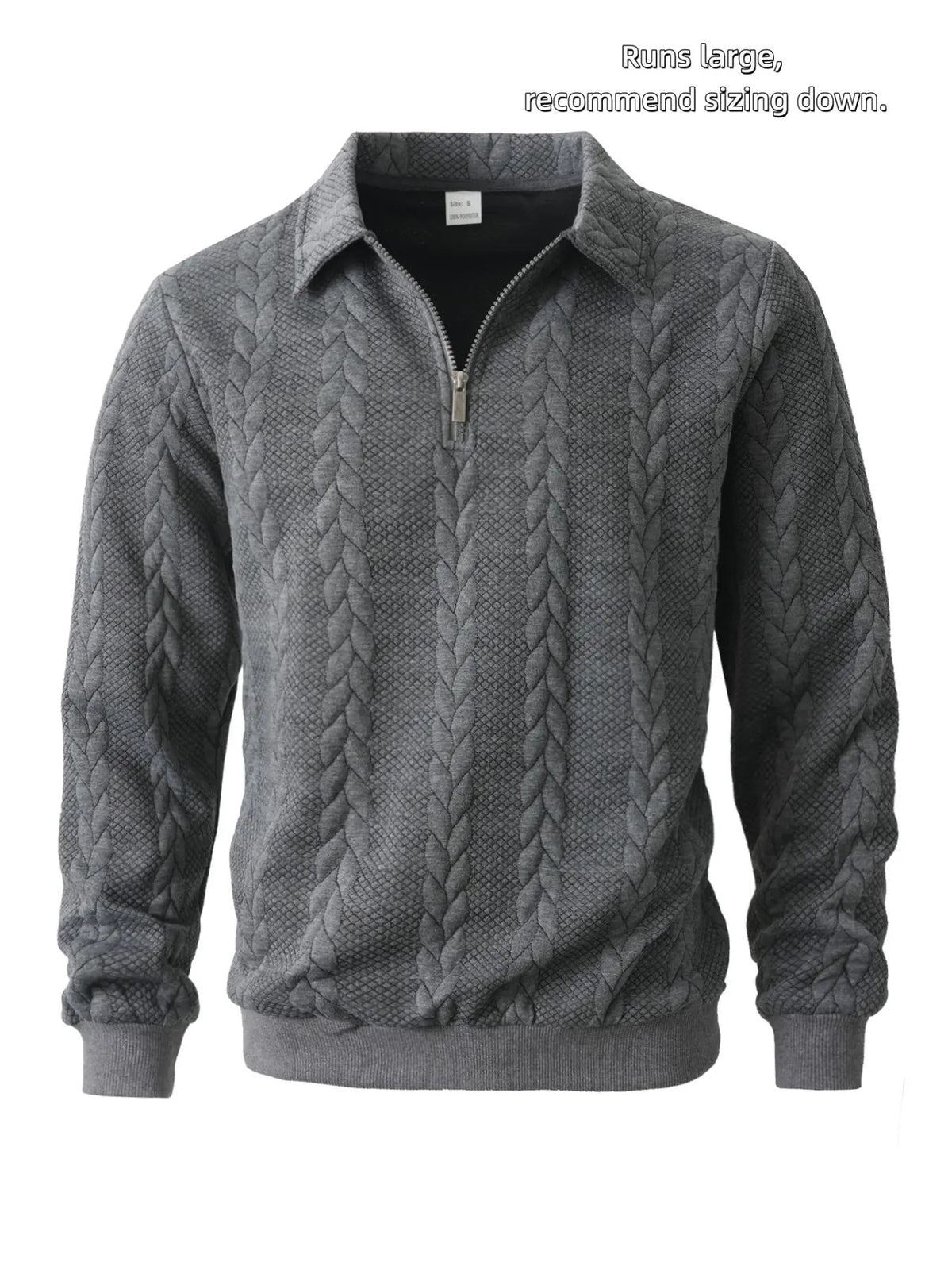 Men's Premium Ribbed Knit Half Zip Polo Sweater