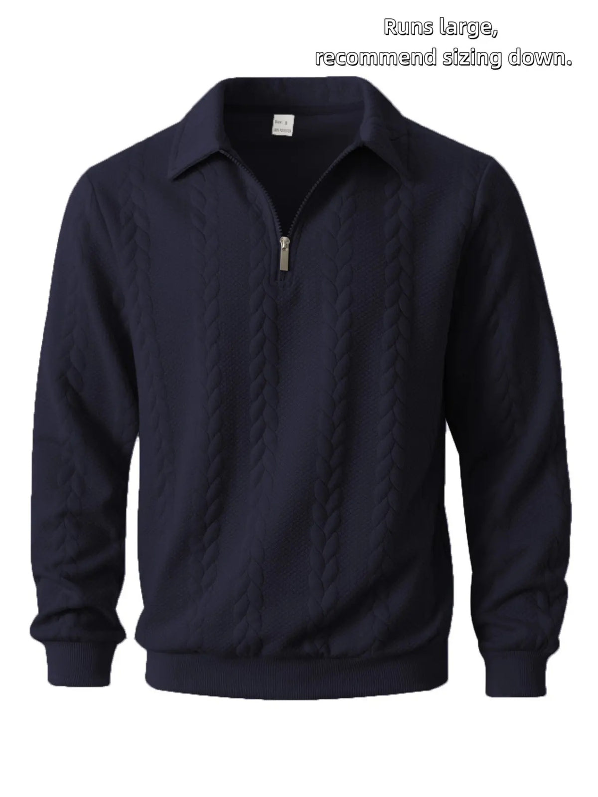 Men's Premium Ribbed Knit Half Zip Polo Sweater