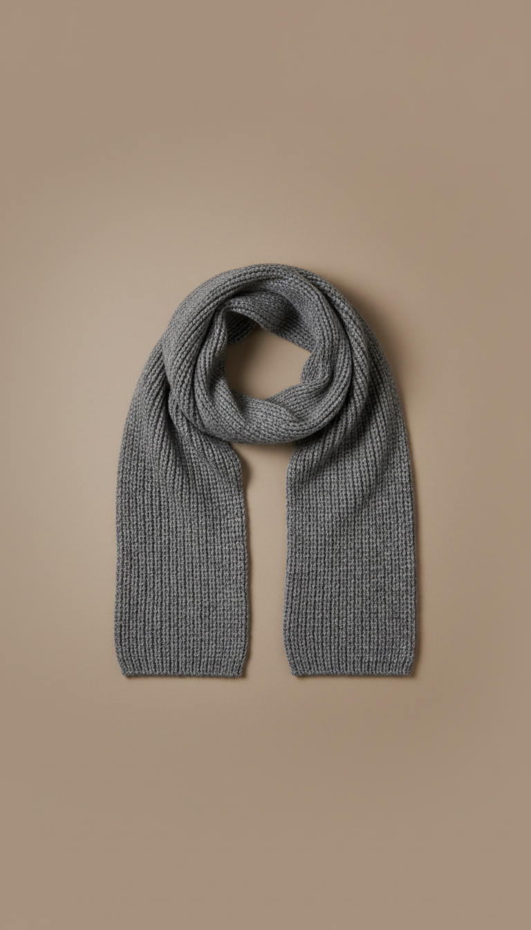 Stone Grey Knit Scarf in Soft Viscose