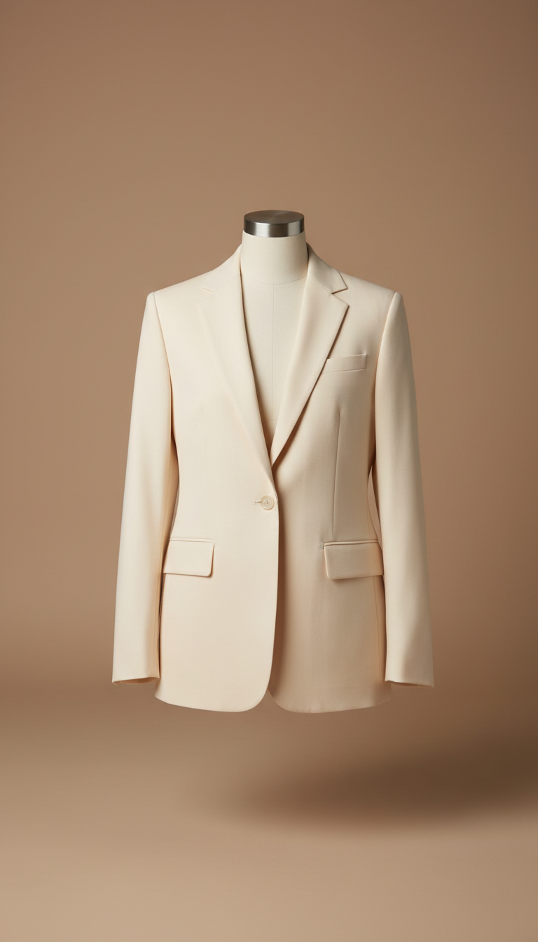 Ivory Tailored Blazer with Satin Lining